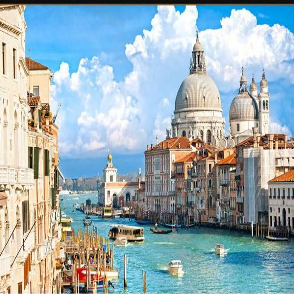 Sfondi Welsyu personalizzati personalizzati su larga scala murale 3d wallpaper venezia acqua città castello soggiorno TV sfondo muro pape de pared parato