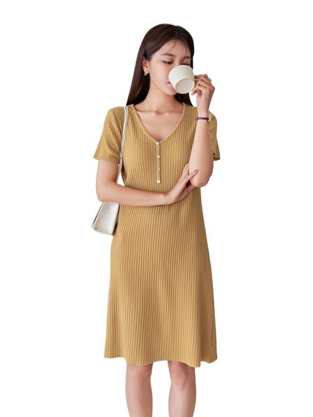 

dazy ribbed knit quarter button sweater dress z1ta#, White;black