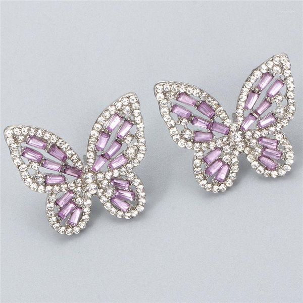 Stud Luxus Mode Strass Baumeln Koreanische Ohrringe Für Frauen Lila Schmetterling Ohrring JewelryStud Kirs22