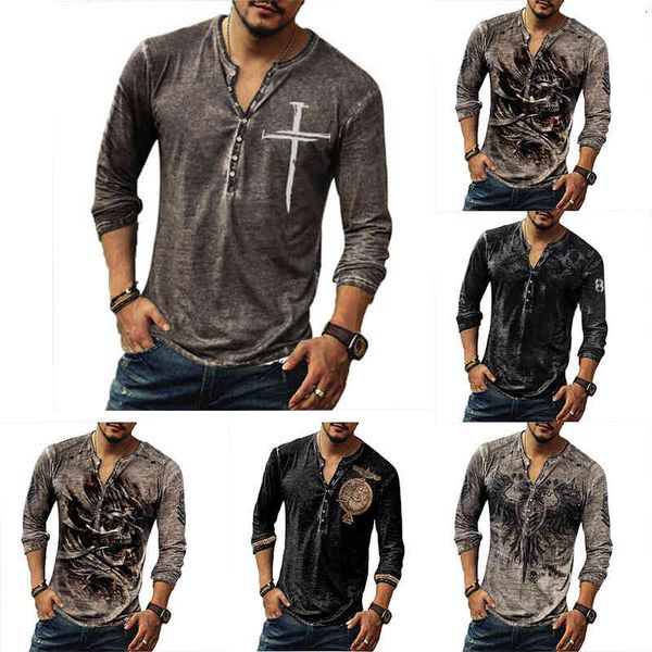 

men's t-shirts 2022 men's 3d digital printed long sleeve t-shirt e6xm, White;black
