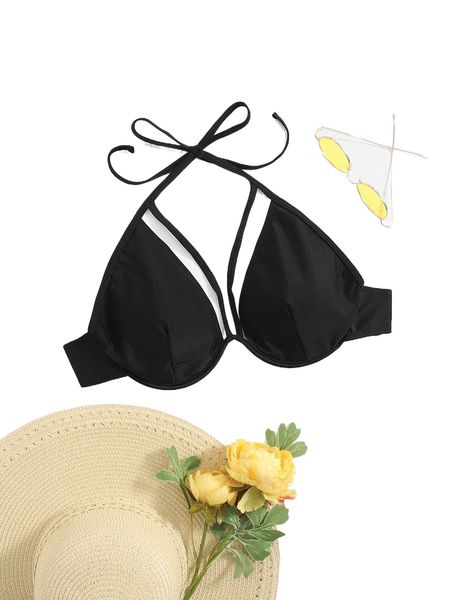

plus harness underwire bikini n1oo#, Black