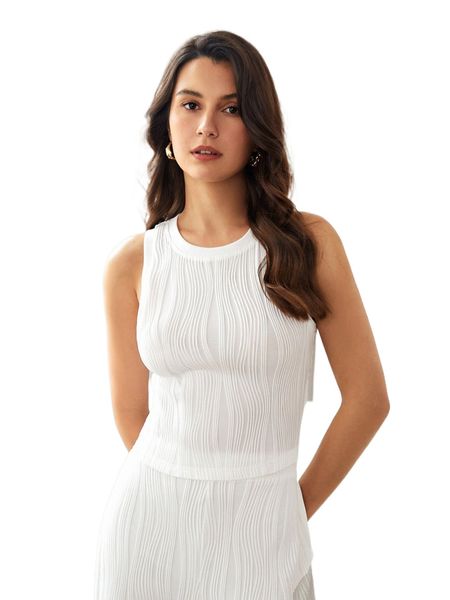 

solid textured tank 01ez#, White