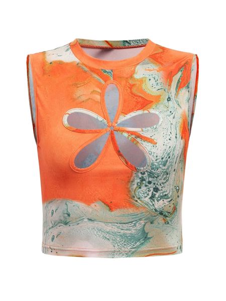 

cut out front tie dye tank z4se#, White