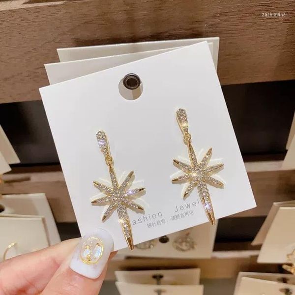 Mode Gold Farbe Kristall Stern Tropfen Ohrringe Für Frauen Vintage Hochzeit Elegante Gewinde Baumeln Ohrring Schmuck Geschenk Kronleuchter