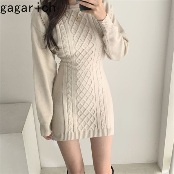 

gagarich women elegant knit dress korean style open waist show thin o neck bodycon solid vestidos de mujer fashion 220317, Black;gray