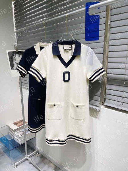 

womens casual dresses luxury flocking letter g decorative lapel design t-shirt fashion designer women clothing dresses for wedding party, Black;gray