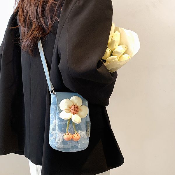 

fashion girl small package jacquard crossbody bag niche flowers cell phone bag