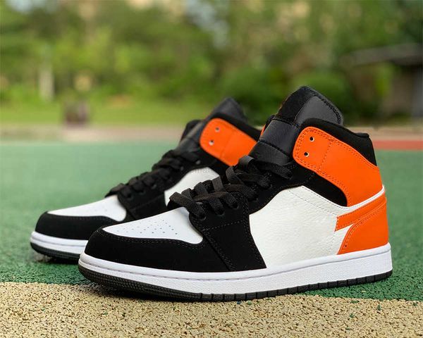

shoes 1s jumpman 1 mid white black orange women trainers sneakers sports