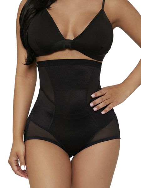 

solid contrast mesh shapewear bottom n2bm#, Black;red