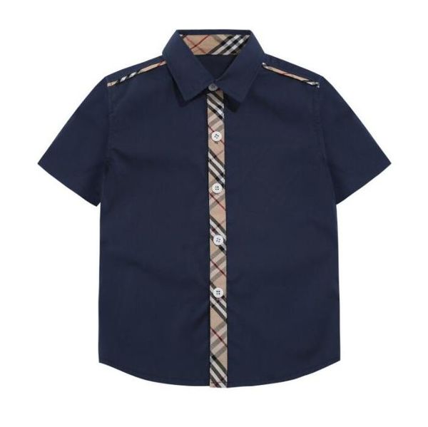 Moda verão bebê meninos camisa xadrez crianças camisas de manga curta algodão adorável crianças camisa de gola virada para baixo menino tops roupas infantis 2-8 anos