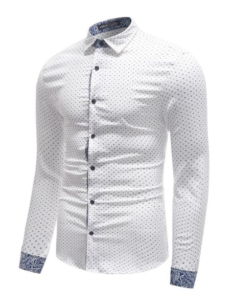 

men plants print trim allover print shirt f9bf#, White;black