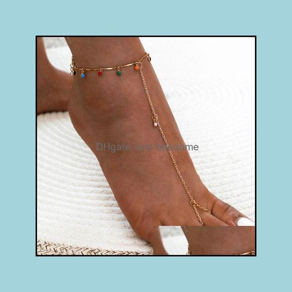 

anklets jewelry s1654 single piece anklet chain ankle bracelet summer beads dangle beach chains foot ring drop delivery 2021 dhosb, Red;blue