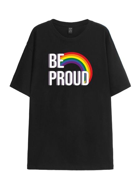 

x magshang lgbt letter graphic drop shoulder tee 60k2#, White