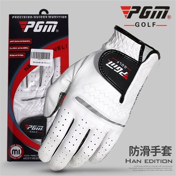 

pgm 1pcs golf gloves for men white male sheepskin slip resistant leather brand name left right hand 220812, Blue;gray