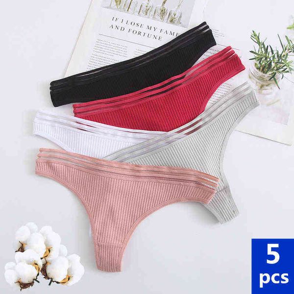 

5pcs women's underwear panties cotton thong soft low-waist g-string breathable comfortable fashion lingerie t220810, Black;pink