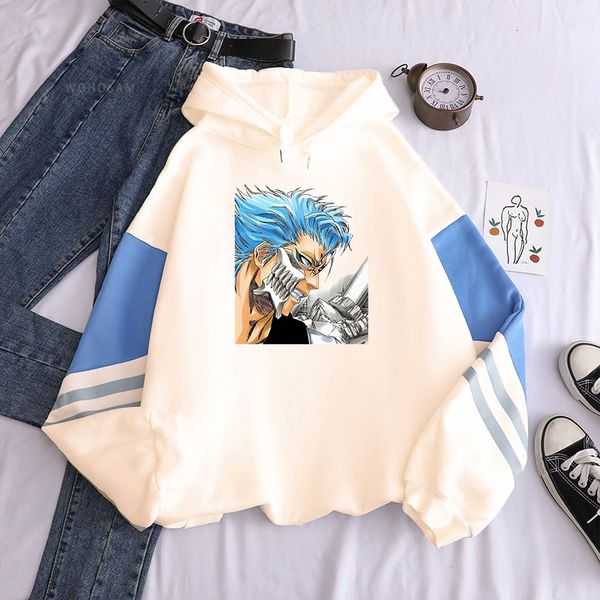 

men's hoodies sweatshirts anime bleach grimmjow jaegerjaquez gothic cartoon printed manga harajuku streetwear long sleeve men winter 23, Black
