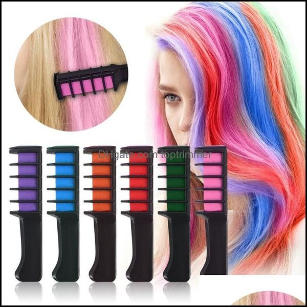 

6pcs a box mini hair chalk set temporary color with comb design birthday girls gift drop delivery 2021 colors care styling tools products
