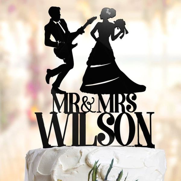 Personalizzato Music Couple wedding Personalizzato Ms Mrs s Groom and bride musical cake topper con nome 220618