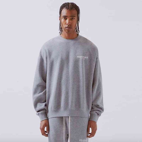 

fog sentials thread label letter drop shoulder loose sweater long sleeve t-shirt 2022 trendy fashion design men's and women's swea, Black