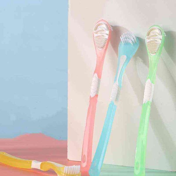 

1 pc new double side tongue cleaner brush for cleaning oral care tool silicone scraper toothbrush fresh breath 220614