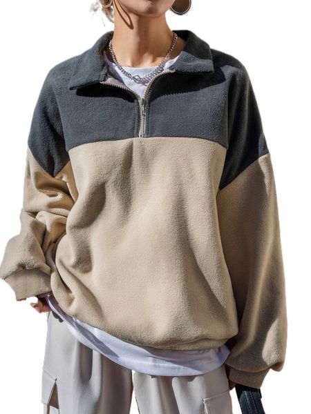 

dazy colorblock half zip fleece sweatshirt h6zj#, Black