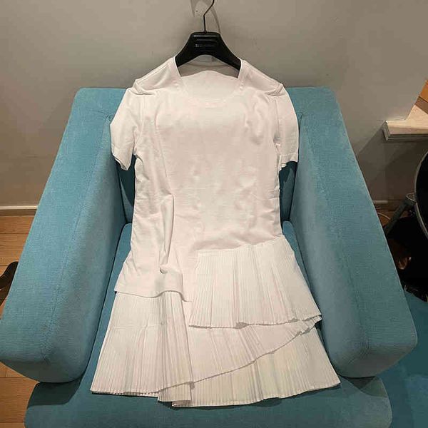 

casual dresses chinese year special offer spring and summer french cougar silk pleated stitching dress white, Black;gray