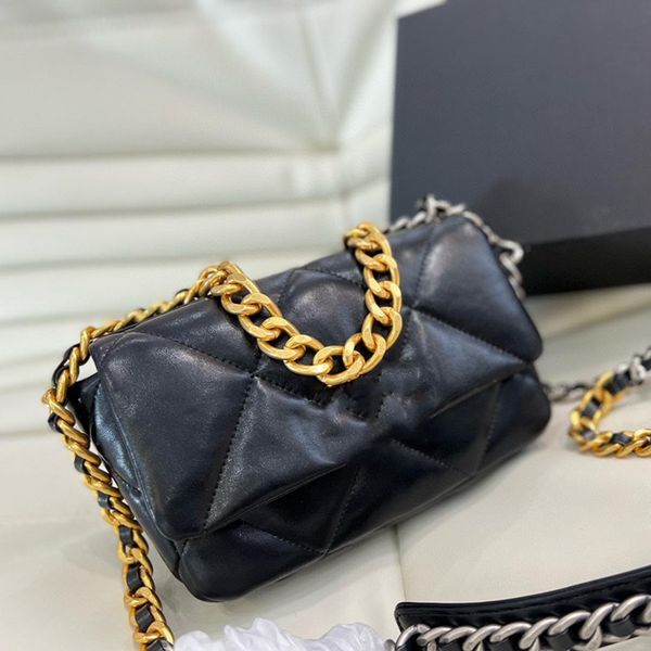 

classic 19 mini flap bags colorful multicolor laser genuine leather handbags gold silver metal chain crossbody bag luxurys designer shoulder