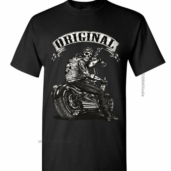 Original Biker череп футболки езды или умереть по маршруту 66 мотоцикл MC мужчин летний дизайн 220325