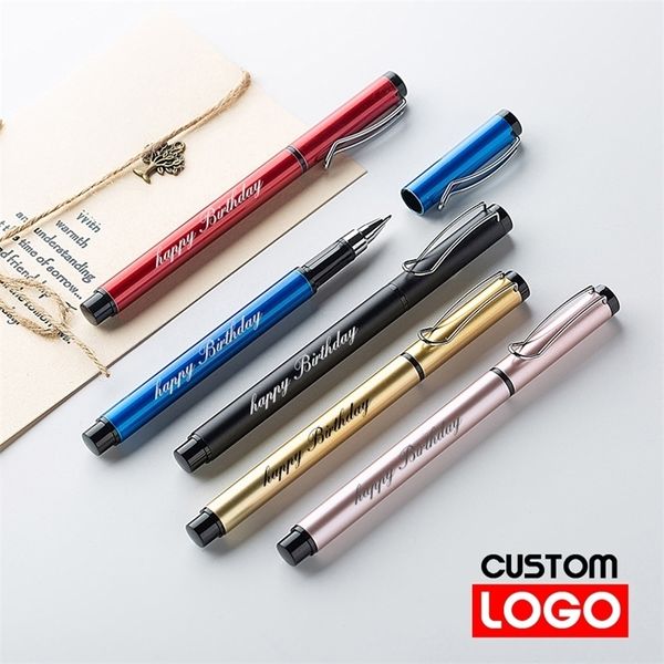 Pen de caneta de caneta de metal personalizada Pen publicitária Signature Lettering Lettering Nome gravado Chool Office Stationery Wholesale 220712