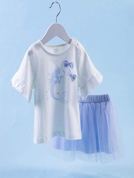

toddler girls bow detail tee & mesh skirt set she, White