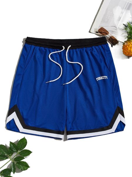 

drawstring waist letter graphic shorts 31dt#, White;black