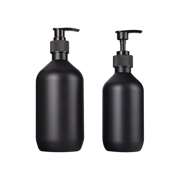 Dispenser di sapone nero opaco, lozione per le mani, shampoo, gel doccia, 300 ml, 500 ml, bottiglia di plastica PET con pompe per bagno, camera da letto e cucina