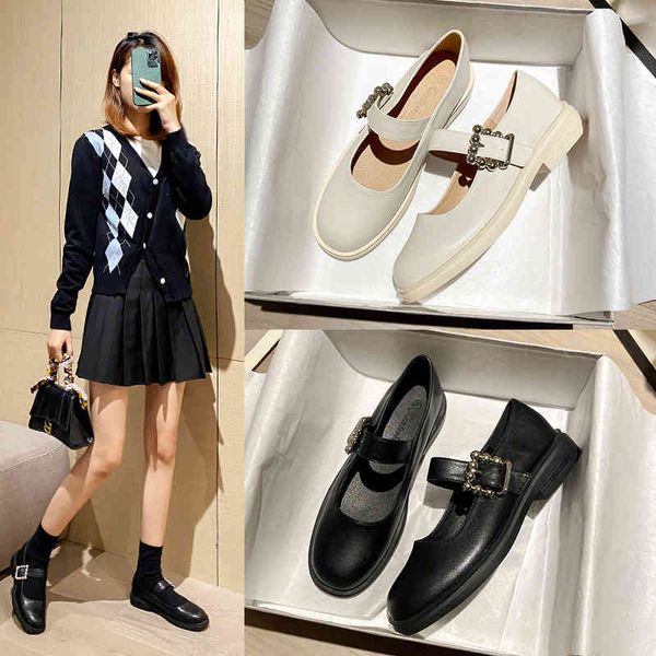 

dress shoes leather soft sole breathable and comfortable jk thick small leather shoes round head button college versatile thin single 6hu5, Black