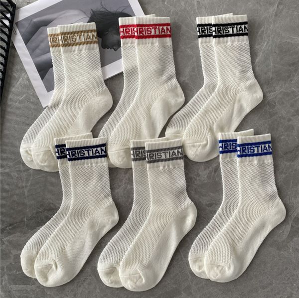 

hosierys womens letter love brand d's sock spring summer hollow tube classic fashion style socks mercerized wool female hosiery thin co, Black;white