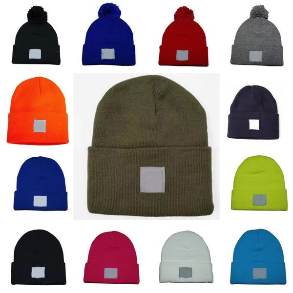 

ribbed knit cuff beanie pom winter hats luxurys solid beanies sport ski skull caps watch knitted hat, Yellow