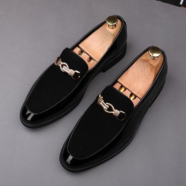 

mens oxfords leather italian design fashion luxury brands double color office formal pointed toe men dress wedding shoes size: eu39-44, Black