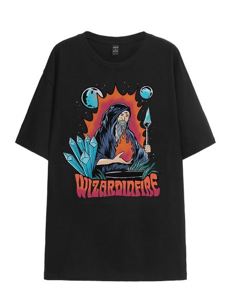 

x dominate letter figure graphic oversized tee 416u#, White