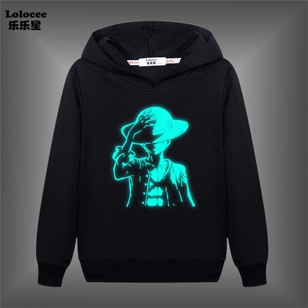 

anime luffy luminous hooded sweatshirt boys sportswear hoodie kids tracksuit children jacket coat costume 220608, Black