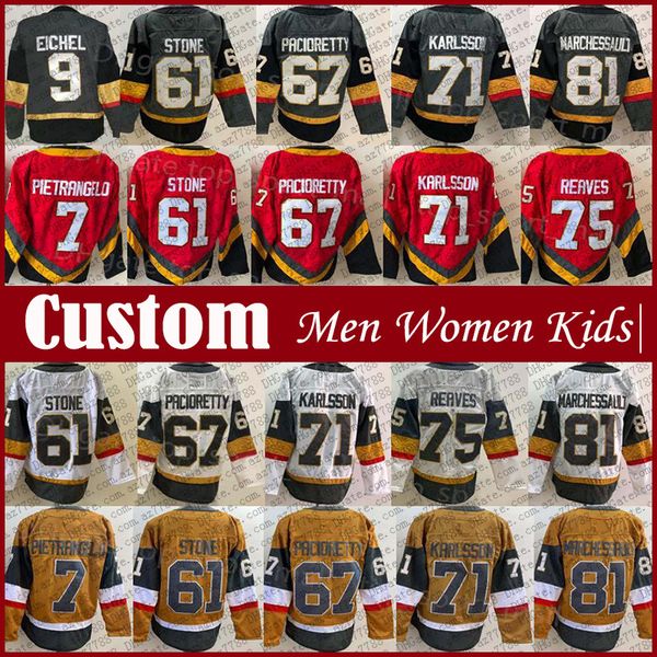 Jack Eichel Mark Stone Hokey Forması Özel Erkek Kadın Kid William Karlsson Jonathan Marchessault Hızlı Alex Pietrangelo Shea Theodore Zach Whitecloud Reilly Smith