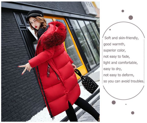 

wholesale- new fashion large fur collar coat women parka long thick cotton-padded jacket female winter parkas ladies coats black