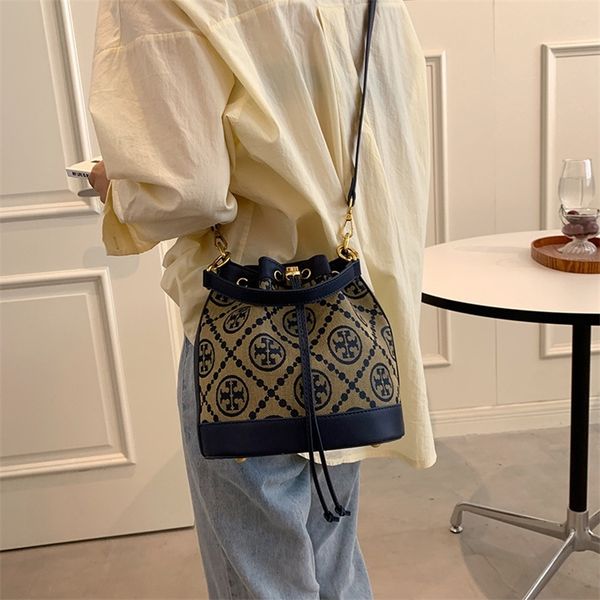 

22% off 2022 new women's bags can be customized and mixed batches women bucket embroidery drawstring canvas large diagonal