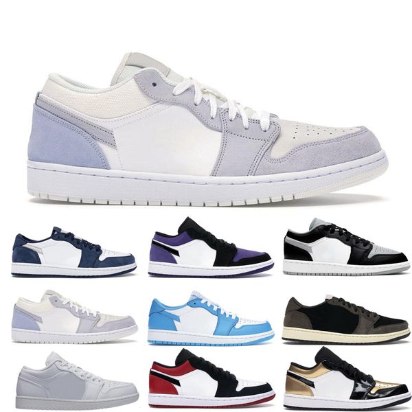 

jumpman 1s low basketball shoes man woman unc triple court purple paris grey black toe midnight navy pine green mocha shattered backboard sn