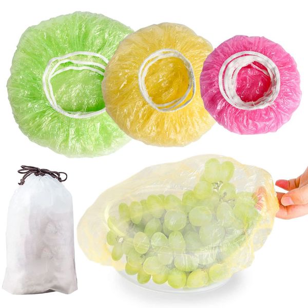 

100pcs reusable durable food storage covers dinnerware for bowls elastic colorful plates bowl covers dish indoor outdoor picnic