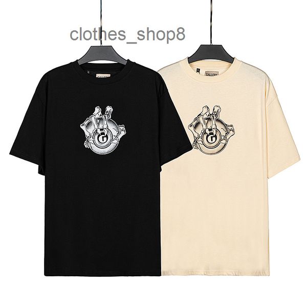 

mens shirts gallerydepts t-shirts designer high version 2022 new skull hand print high street couple short sleeve t-shirt, White;black