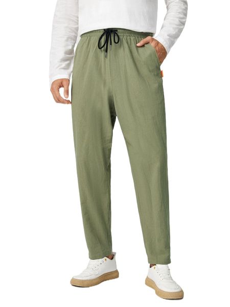 

men drawstring waist slant pocket pants w7oh#, Black