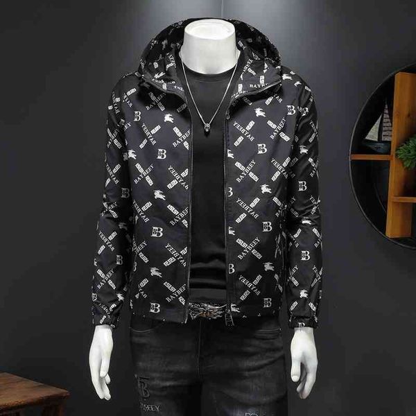 

2022 autumn new korean slim fit men's fashion casual hooded et, Black;brown