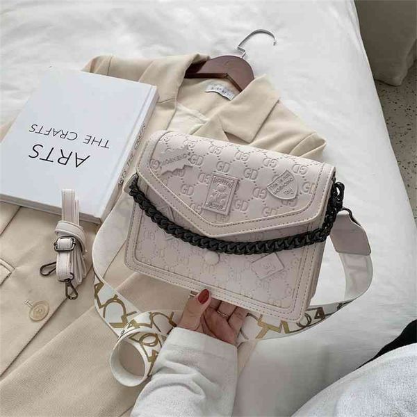 

handbag spring trend texture foreign style chain wide shoulder strap single shoulder small square factory store online