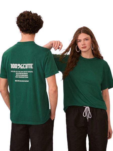 

1pc letter graphic tee g9xj#, White;black