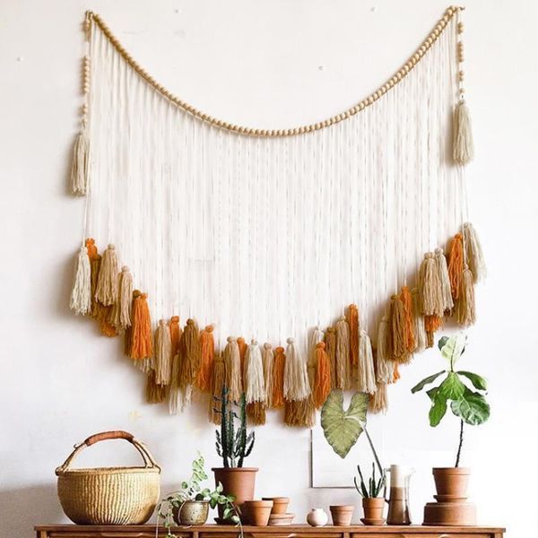 Taquestres de 45 cm de comprimento pendente de tassel macramame handmade bohemian home decoração tye corante tapeçaria decoração de parede de parede cortagem de cortinas