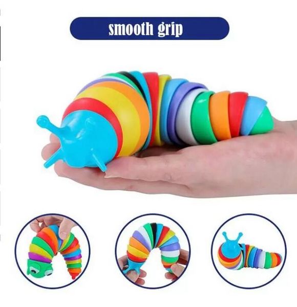 DHL Free Hotsale Creative Articated Slug Fidget Toy 3D Образование красочные подарки для снятия стресса для детей Caterpillar Toy B0608Z14